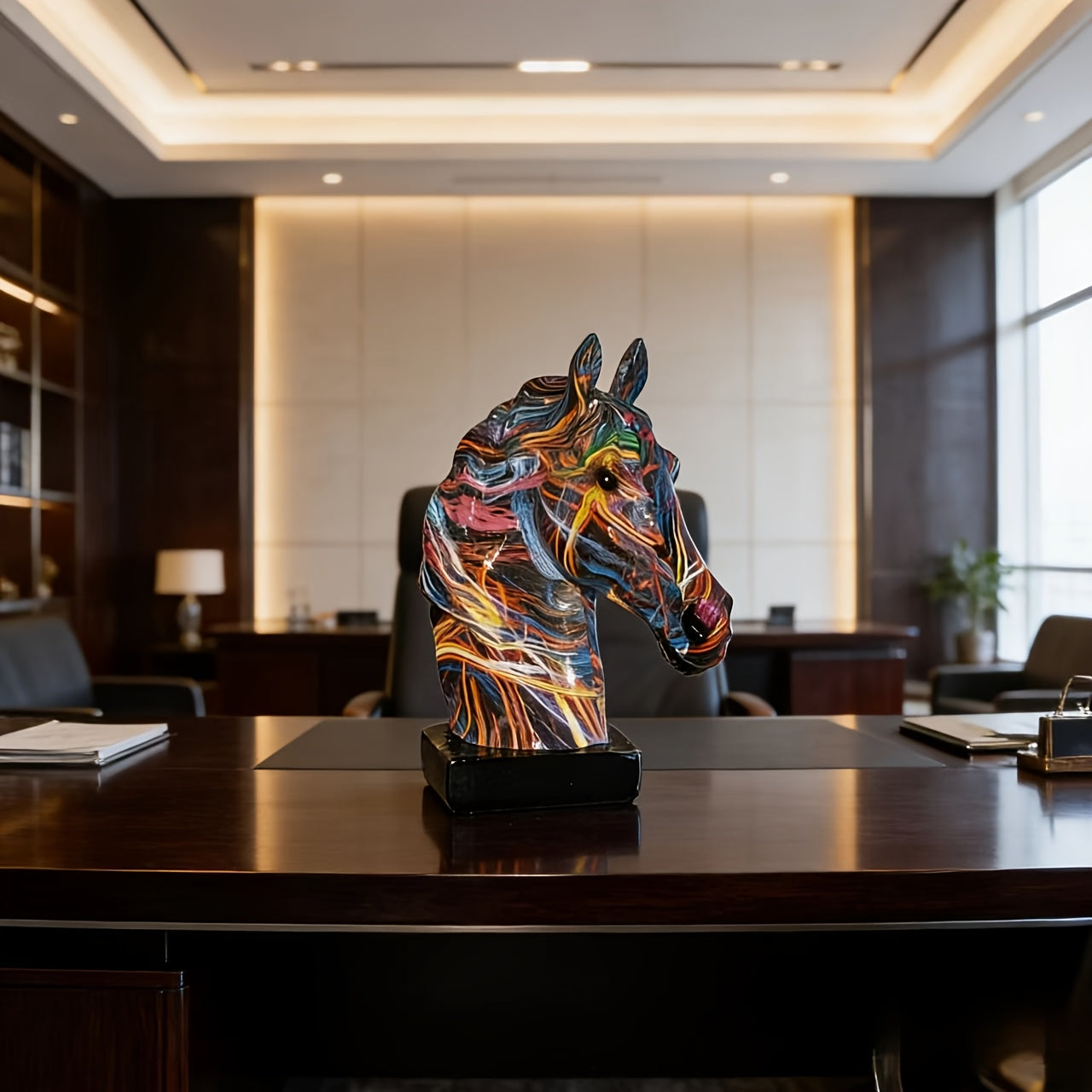 Tnessential Colorful Artistic Horse Head Ornament 3D Decor