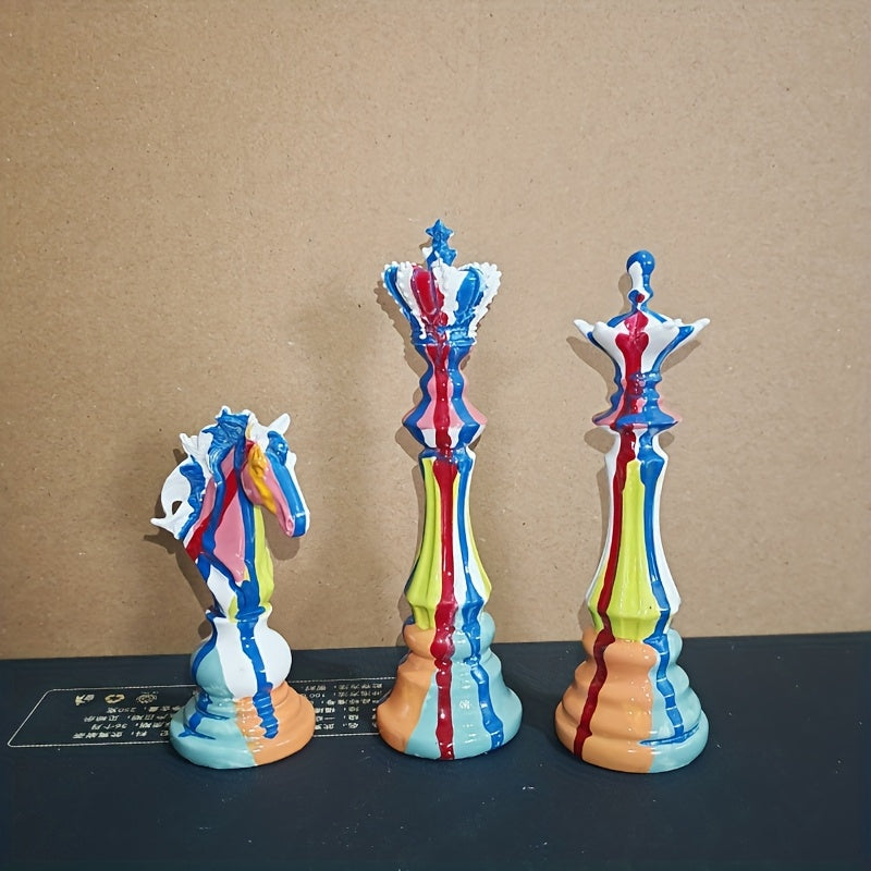 Tnessential International Chess King Queen Knight 3pcs Cabinet Entrance 3D Decor