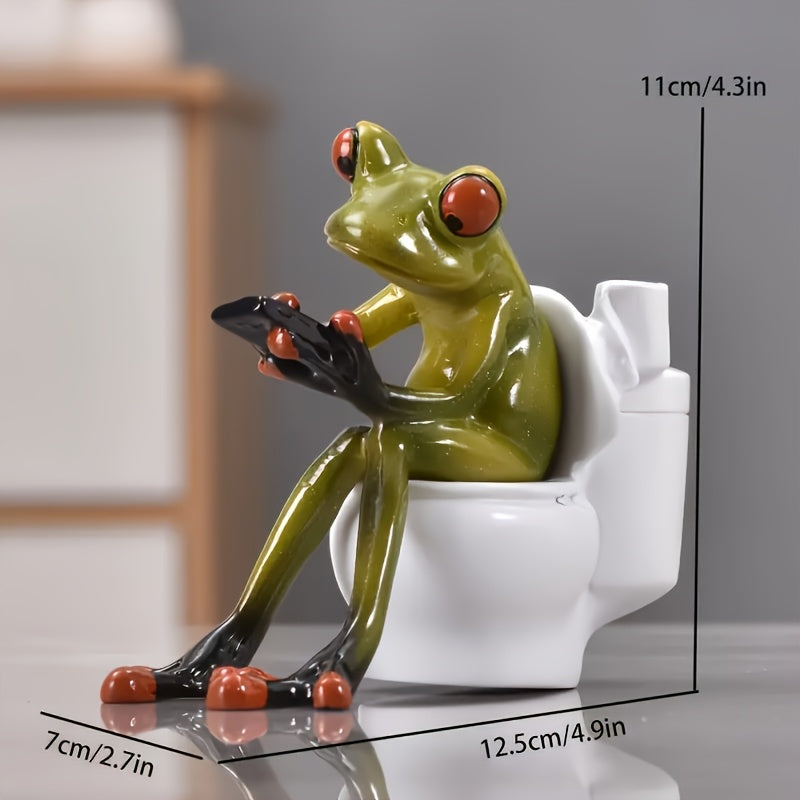 Tnessential Quirky Frog Statue for Toilet 3D Decor