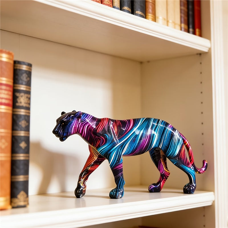 Tnessential Vibrant Graffiti Leopard Statue 3D Decor