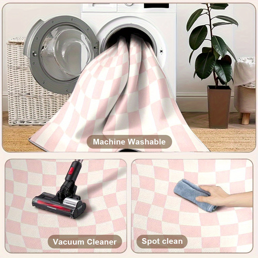 PINK CHECKERED 3 RUG view 6