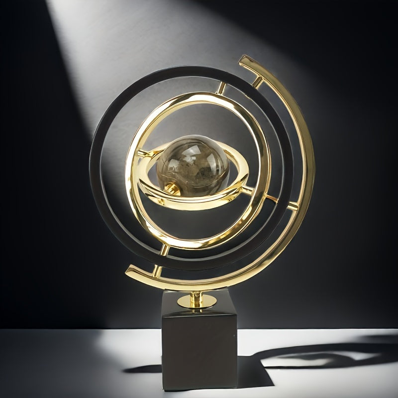 Tnessential Modern Abstract Metal Globe Sculpture 3D Decor