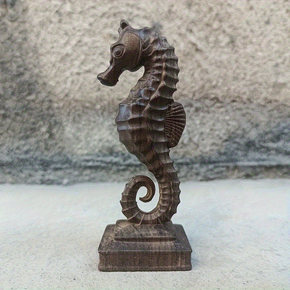 Tnessential 65 Cm Hand Carved Wooden Seahorse Ornament Entryway Decor 3D Decor