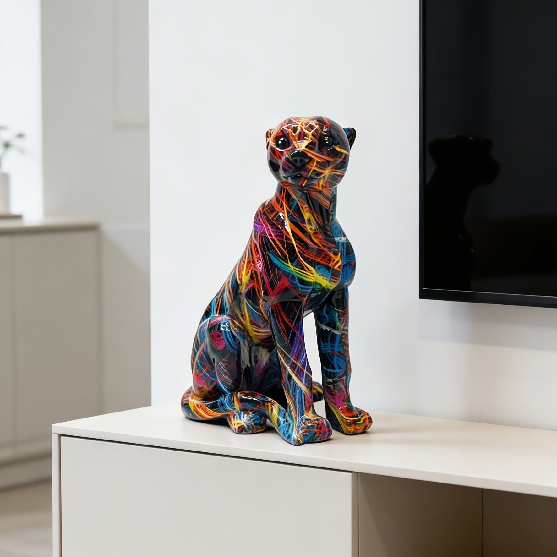 Tnessential Modern Black Panther Statue 3D Decor