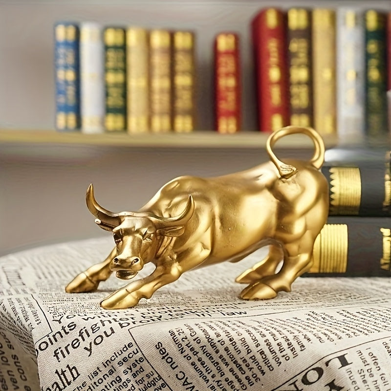 Tnessential Golden Bull Statue 3D Decor