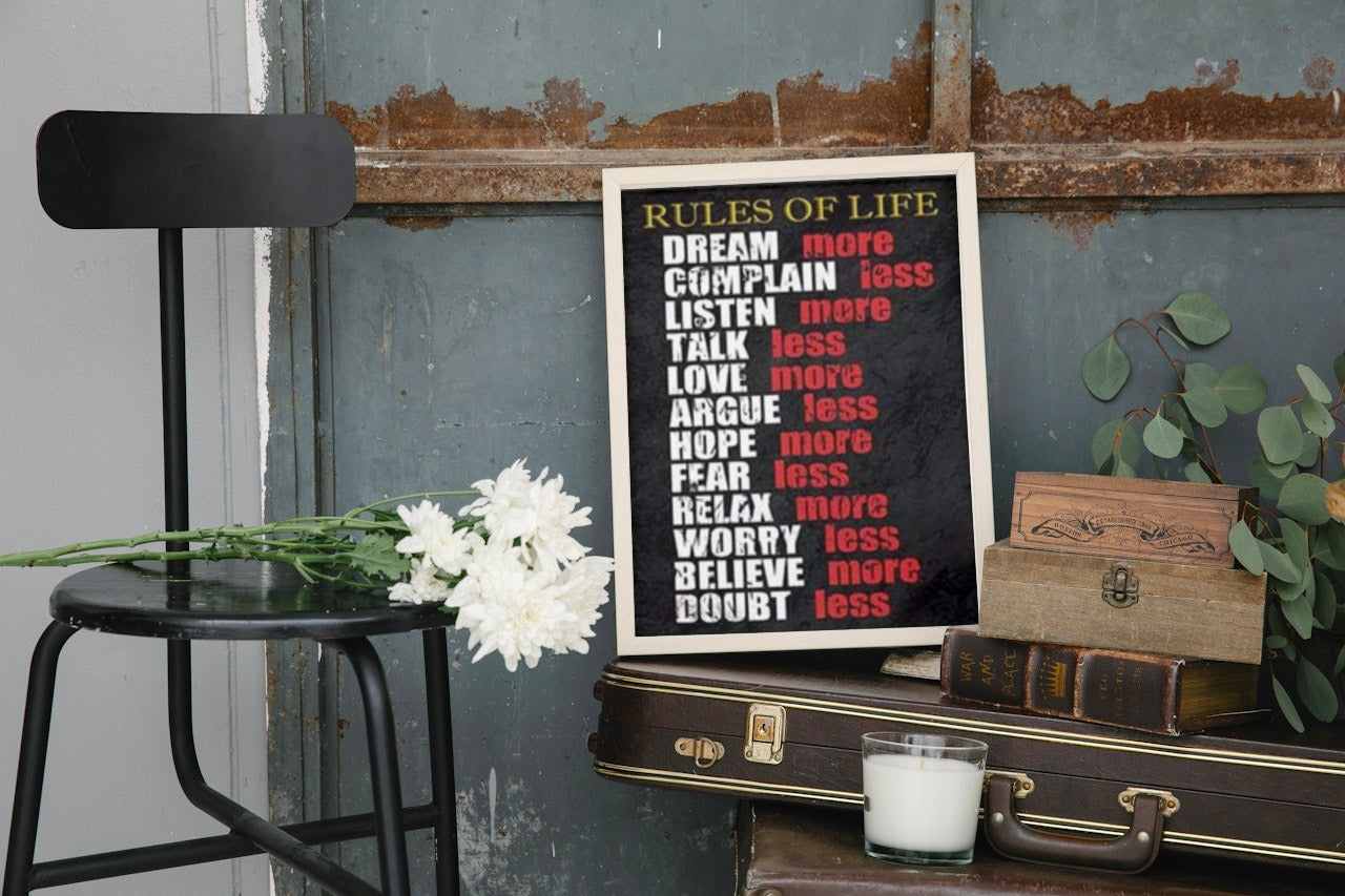 RULES OF LIFE MOTIVATIONAL CANVAS POSTER