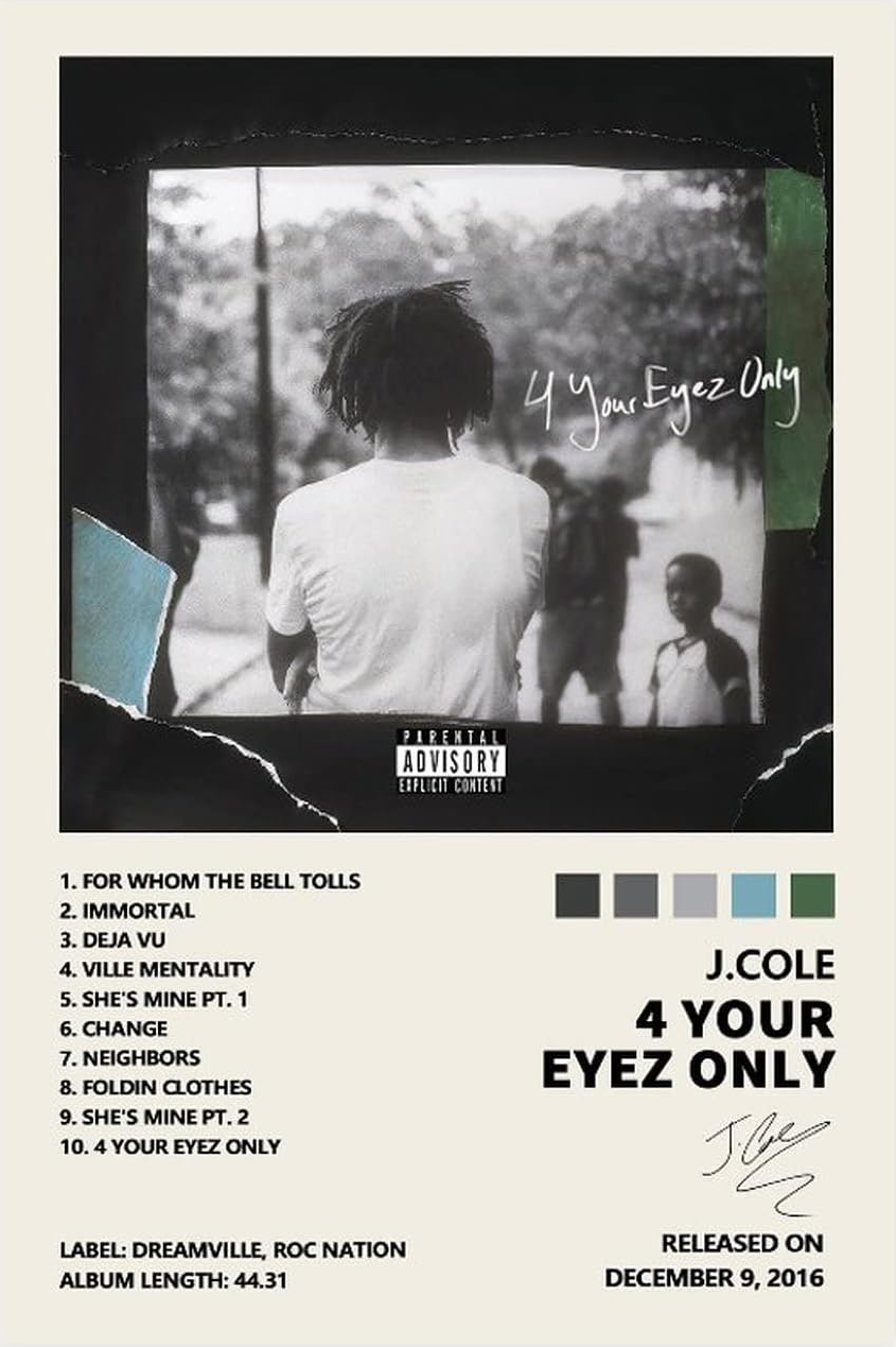 J COLE " 4 YOUR EYES ONLY " CANVAS POSTER