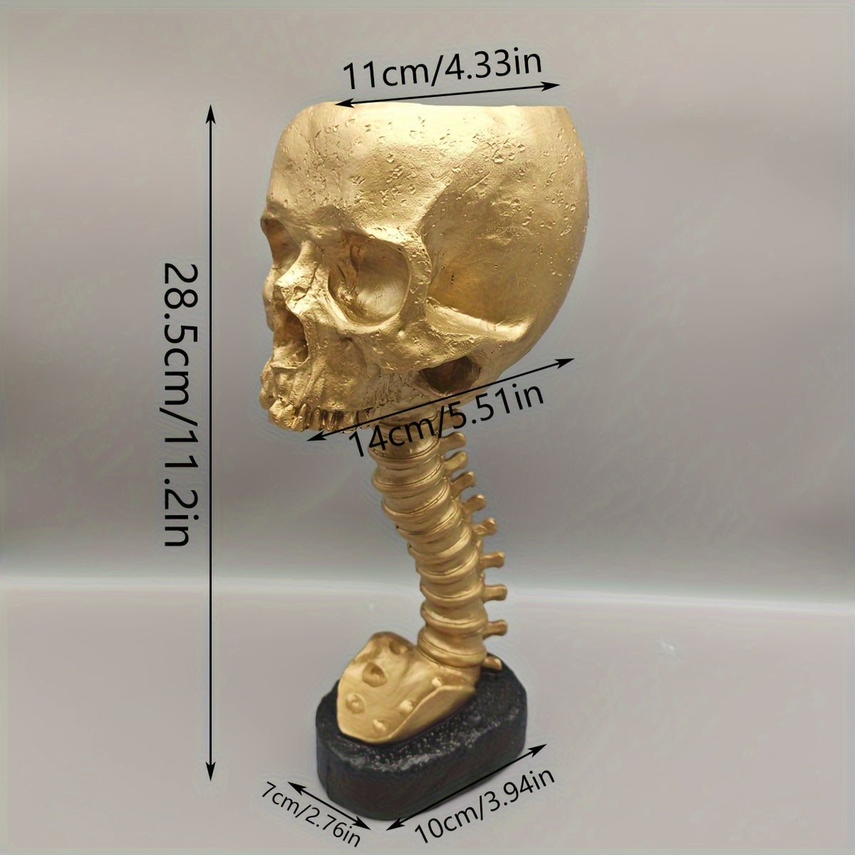 Tnessential Halloween Holiday Party Garden Resin Skull Spine Flower Pot 3D Decor