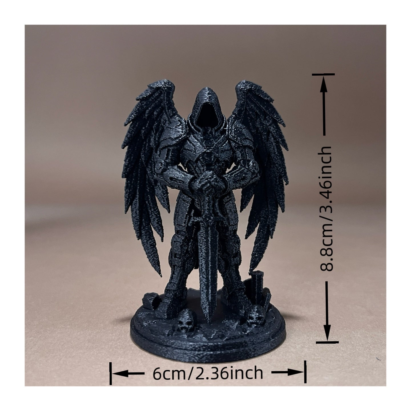 Tnessential Printed Dark Battle Angel Game Figurine Made of PLA 3D Decor