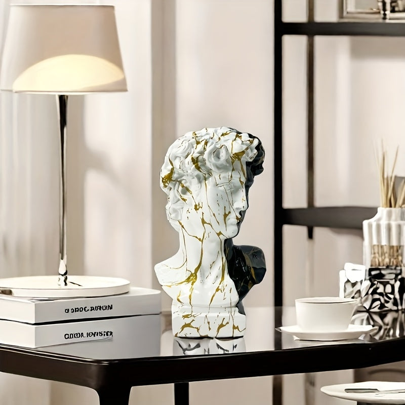 Tnessential Black Golden Greek Michelangelo David Statue 3D Decor
