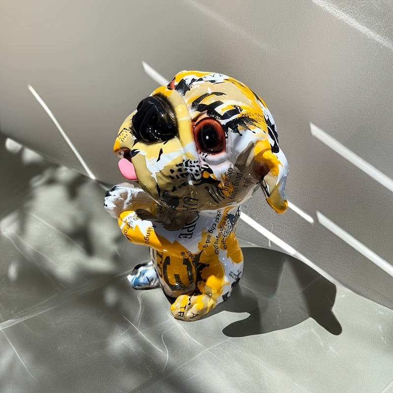 Tnessential Hand-painted Abstract Resin Dog 3D Decor