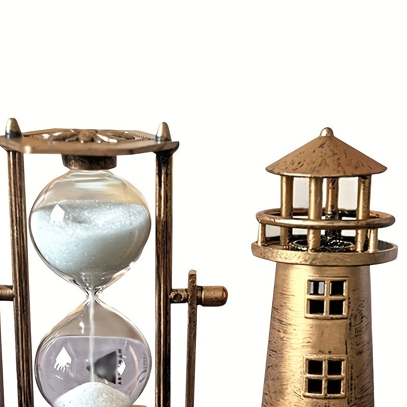 Tnessential Retro Style Lighthouse Shape Hourglass Decoration Office 3D Decor