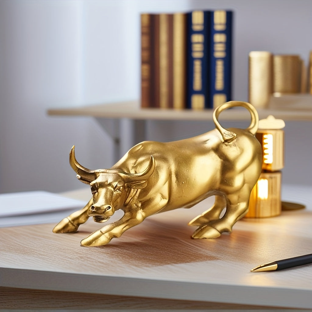 Tnessential Golden Bull Statue 3D Decor