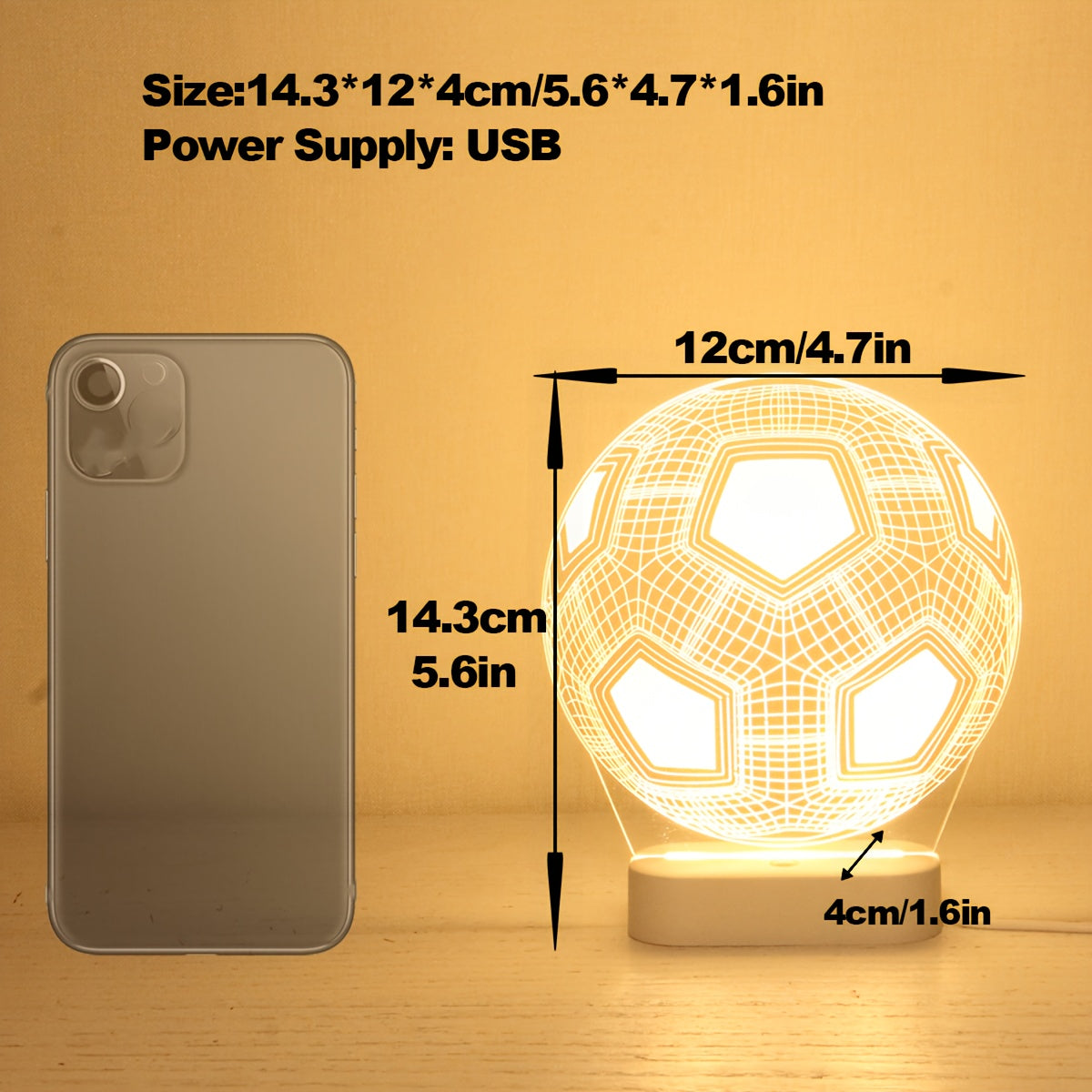 Tnessential D Creative Glowing Football Night Light 3D Decor