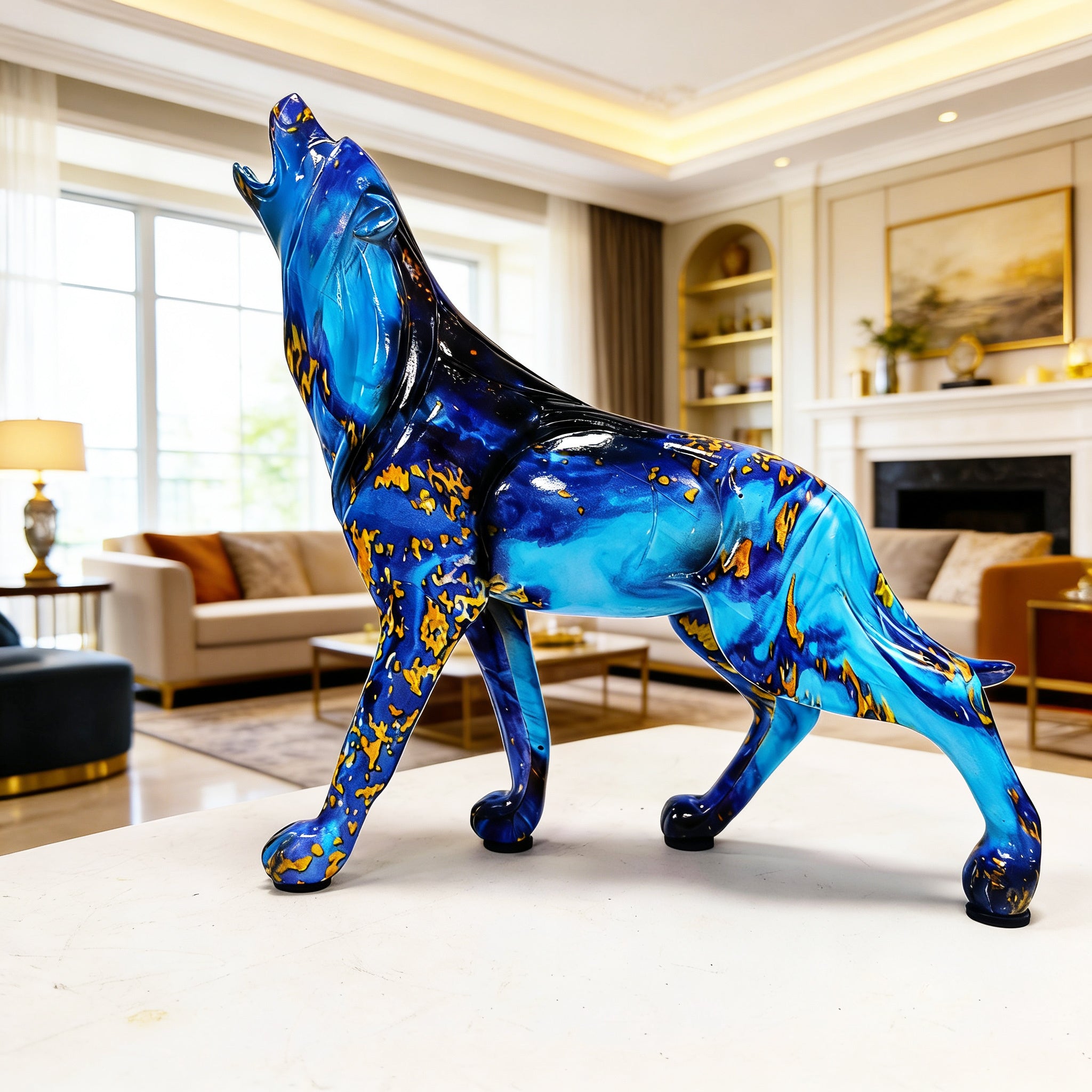 Tnessential Large Size Wolf Statue Ornament 3D Decor