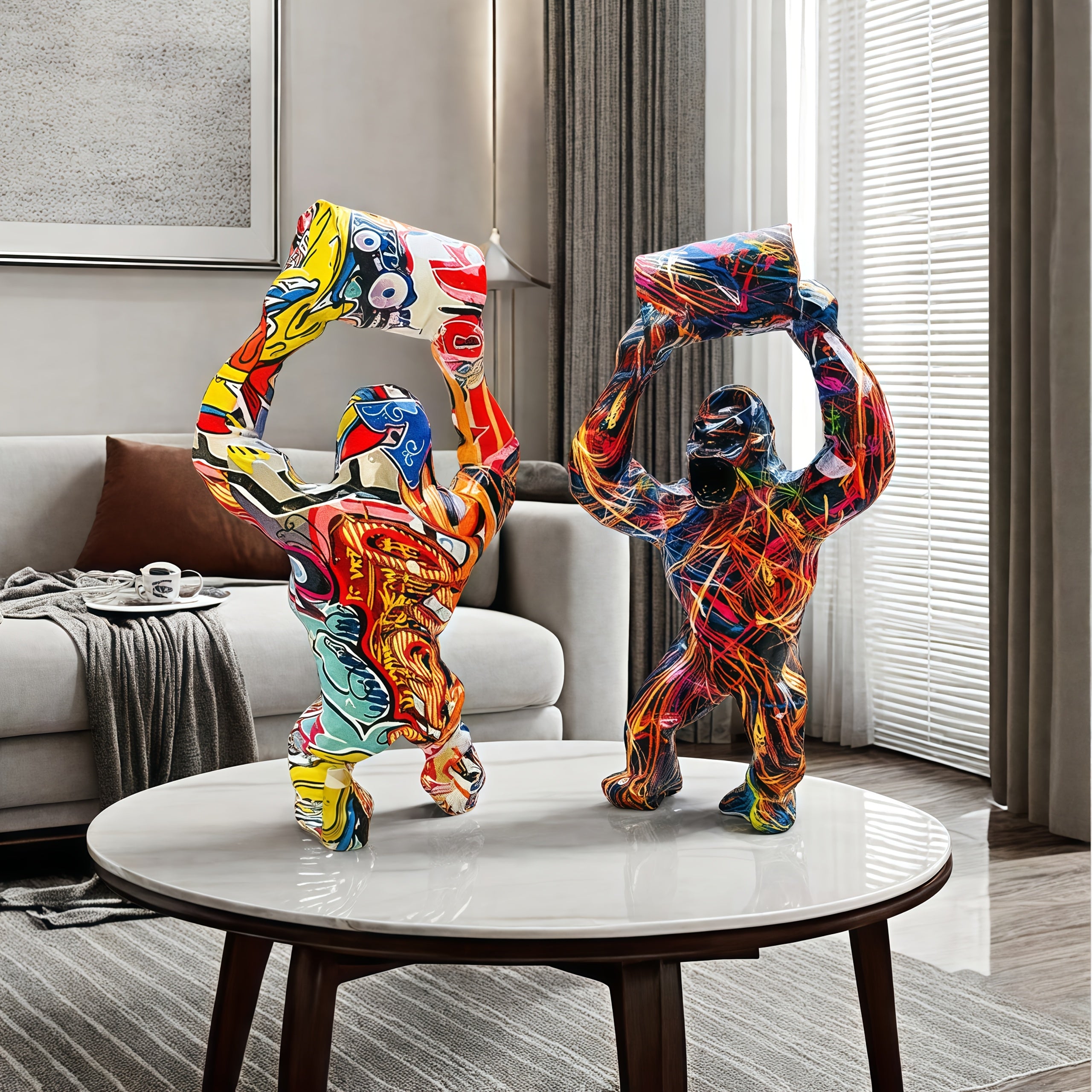 Tnessential Creative Nordic Abstract Graffiti Gorilla Sculpture 3D Decor