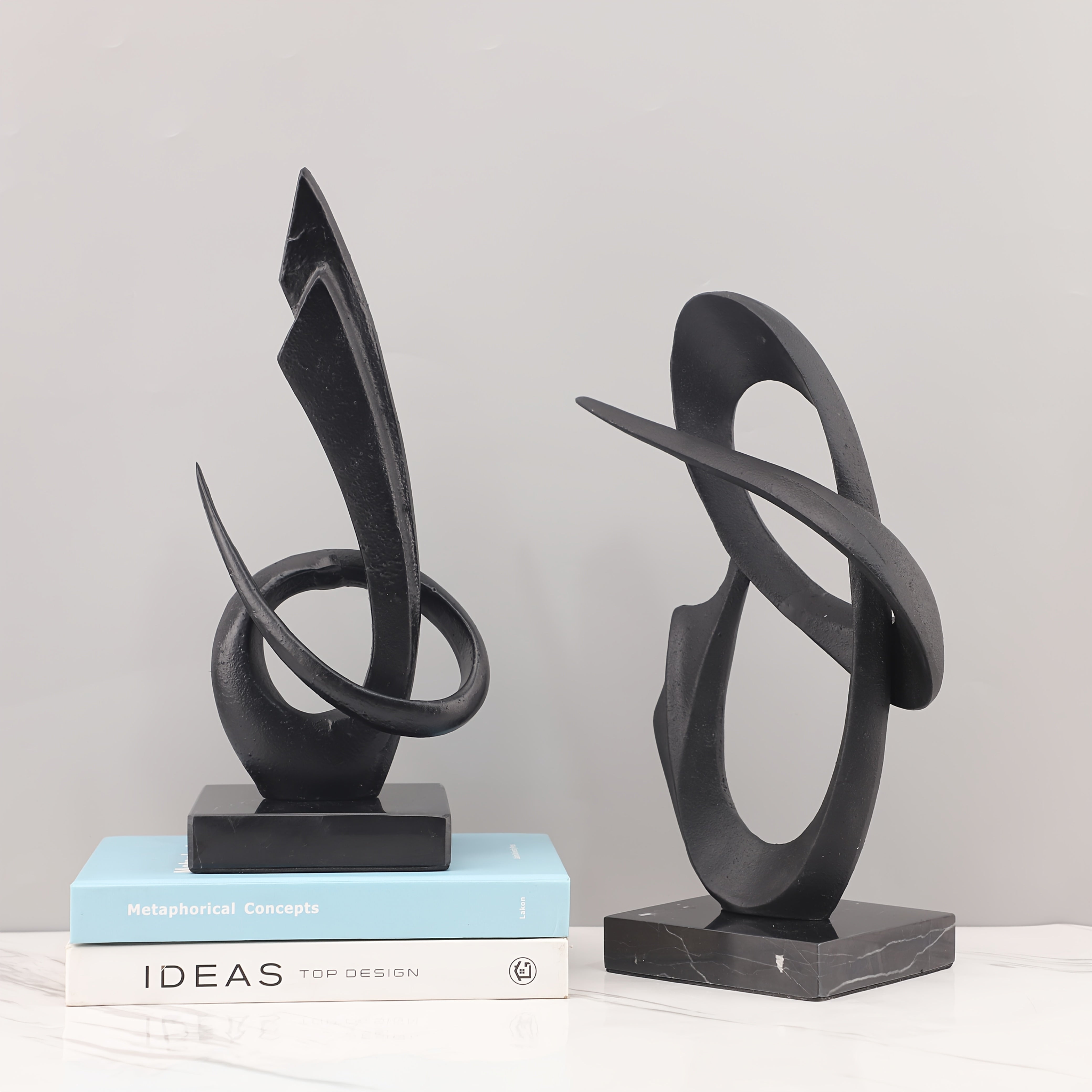 Tnessential Modern Minimalist Abstract Metal Geometric Sculpture with 3D Decor