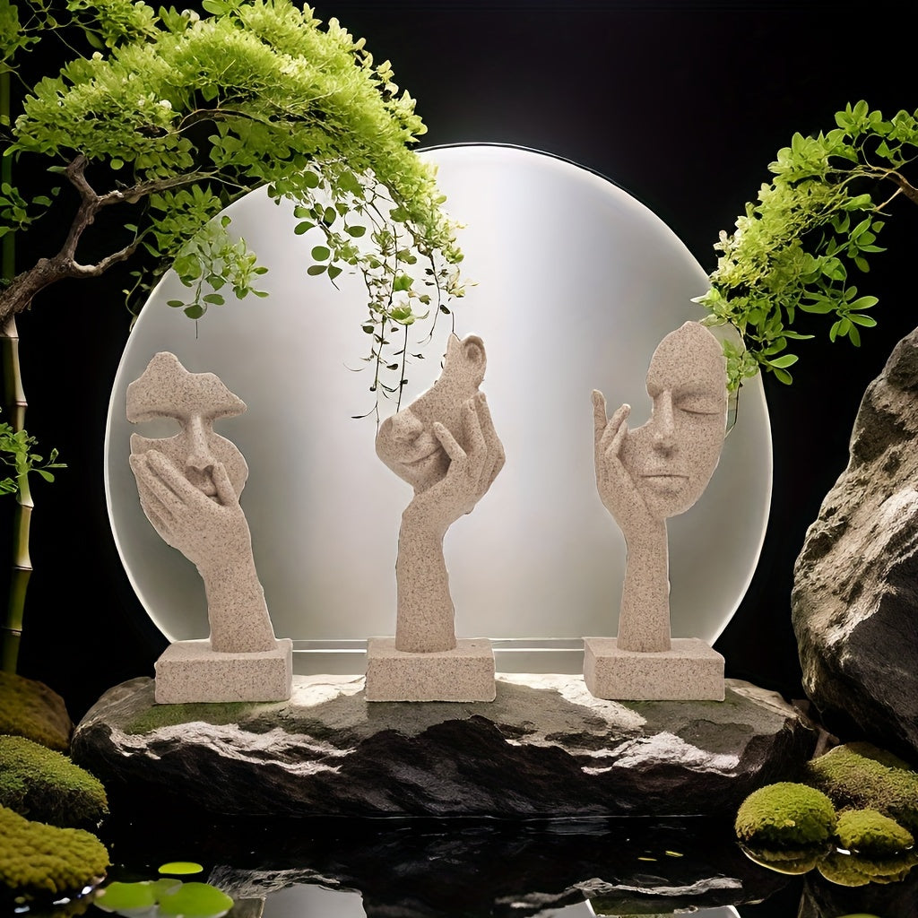 Tnessential Abstract Mask Figurine Set 3D Decor
