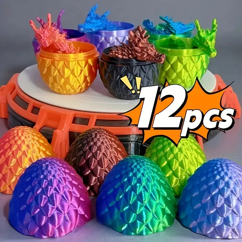 Tnessential Collectible Figurines 12pcs 3D Dragon & Egg Plastic 3D Decor
