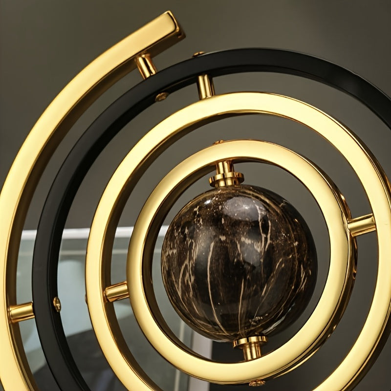Tnessential Modern Abstract Metal Globe Sculpture 3D Decor