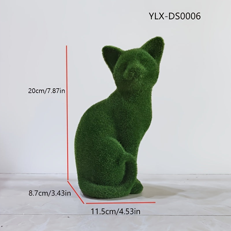 Tnessential Flocked Cat Resin Ornaments Decorate Garden Courtyard 3D Decor