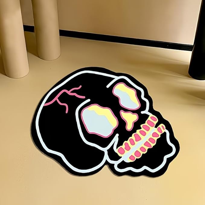 TRIPPY NEON SKULL RUG
