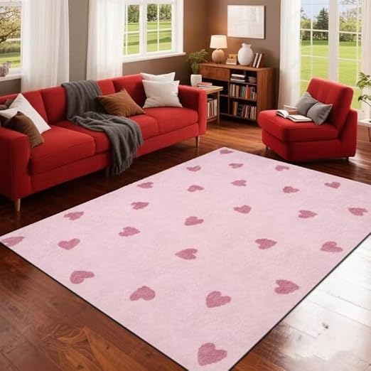 CUTE PINK HEART RUG