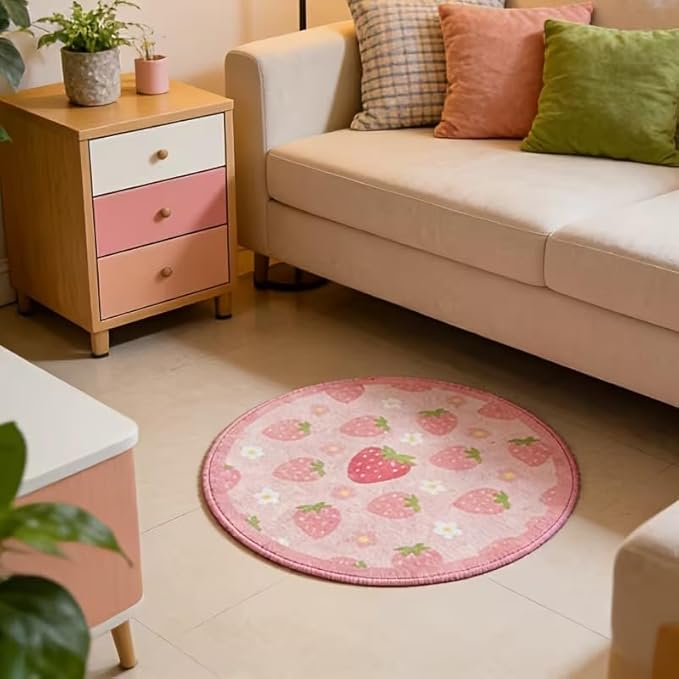 CUTE PINK STRAWBERRY RUG