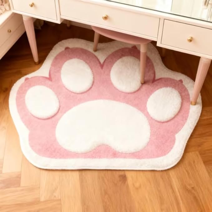 CUTE PINK CAT PAW RUG
