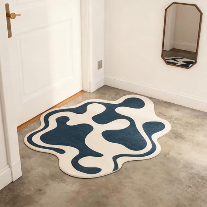 COOL BLUE ABSTRACT RUG