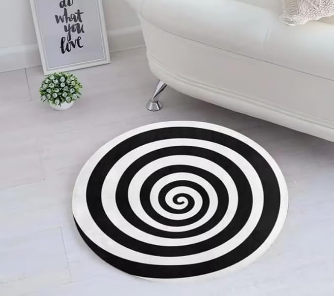 BLACK WHITE SPIRAL RUG
