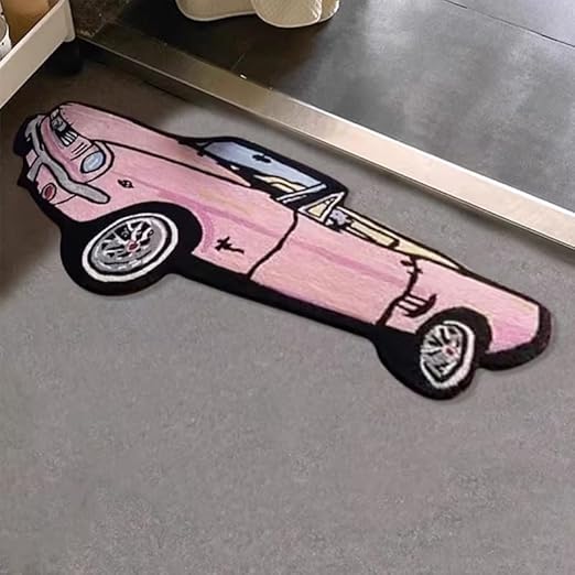 CUTE RETRO PINK CAR RUG