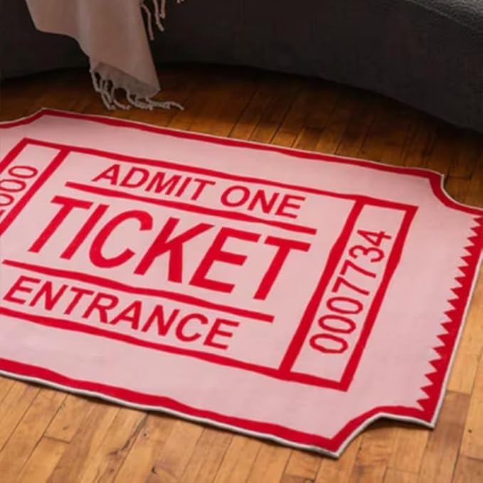 AESTHETIC PINK TICKET PATTERN RUG