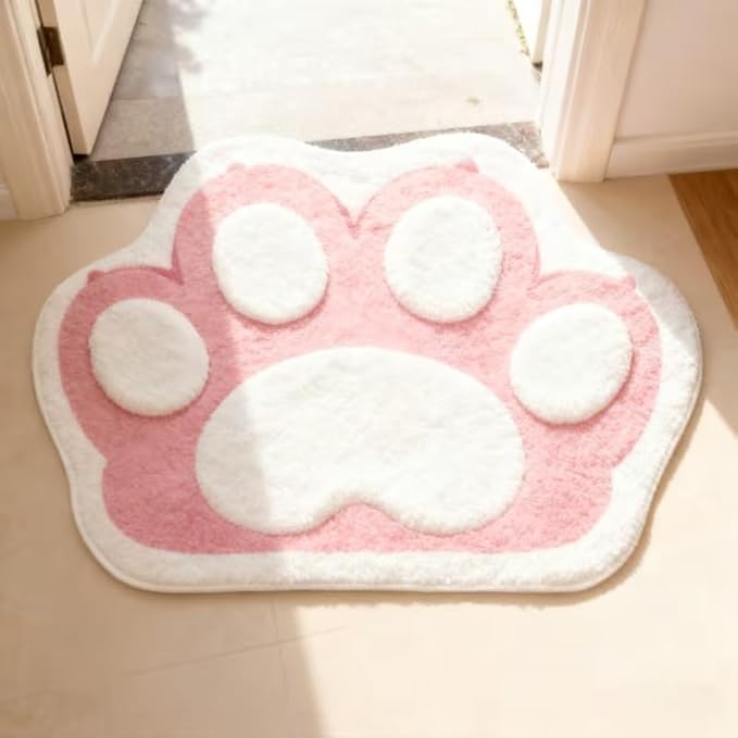 CUTE PINK CAT PAW RUG