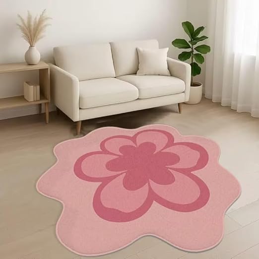 CUTE PINK FLOWER SHAPED RUG