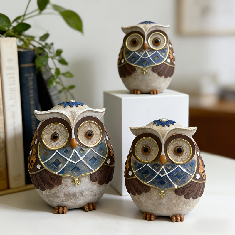 Tnessential Owl Statue Ornament 3 Styles American Retro TV Cabinet Bar 3D Decor