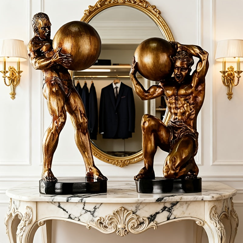Tnessential Large Exquisite Hand-carved Muscular Hercules Statue 3D Decor