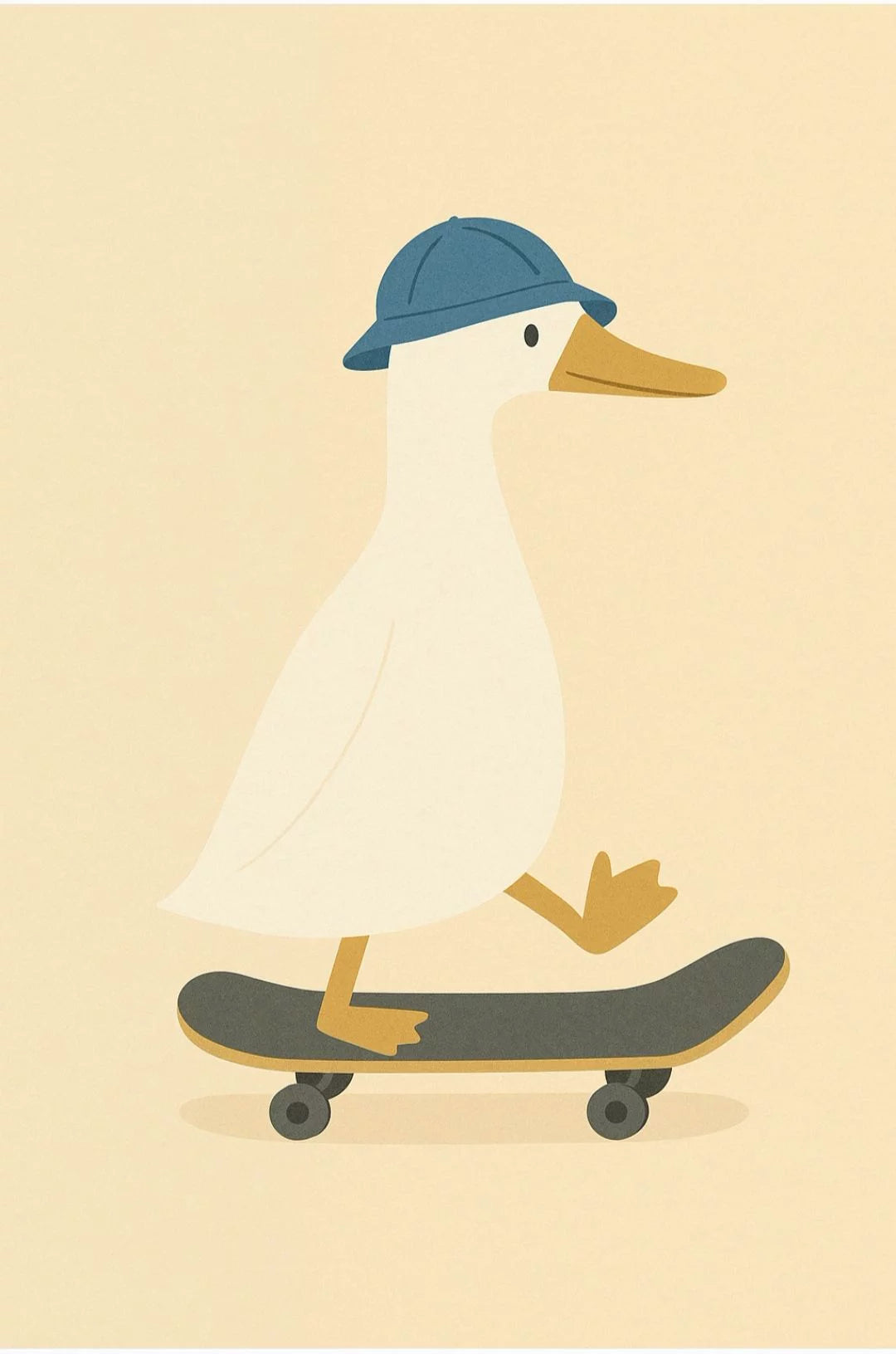CUTE DUCK ON SKATEBOARD CANVAS POSTER