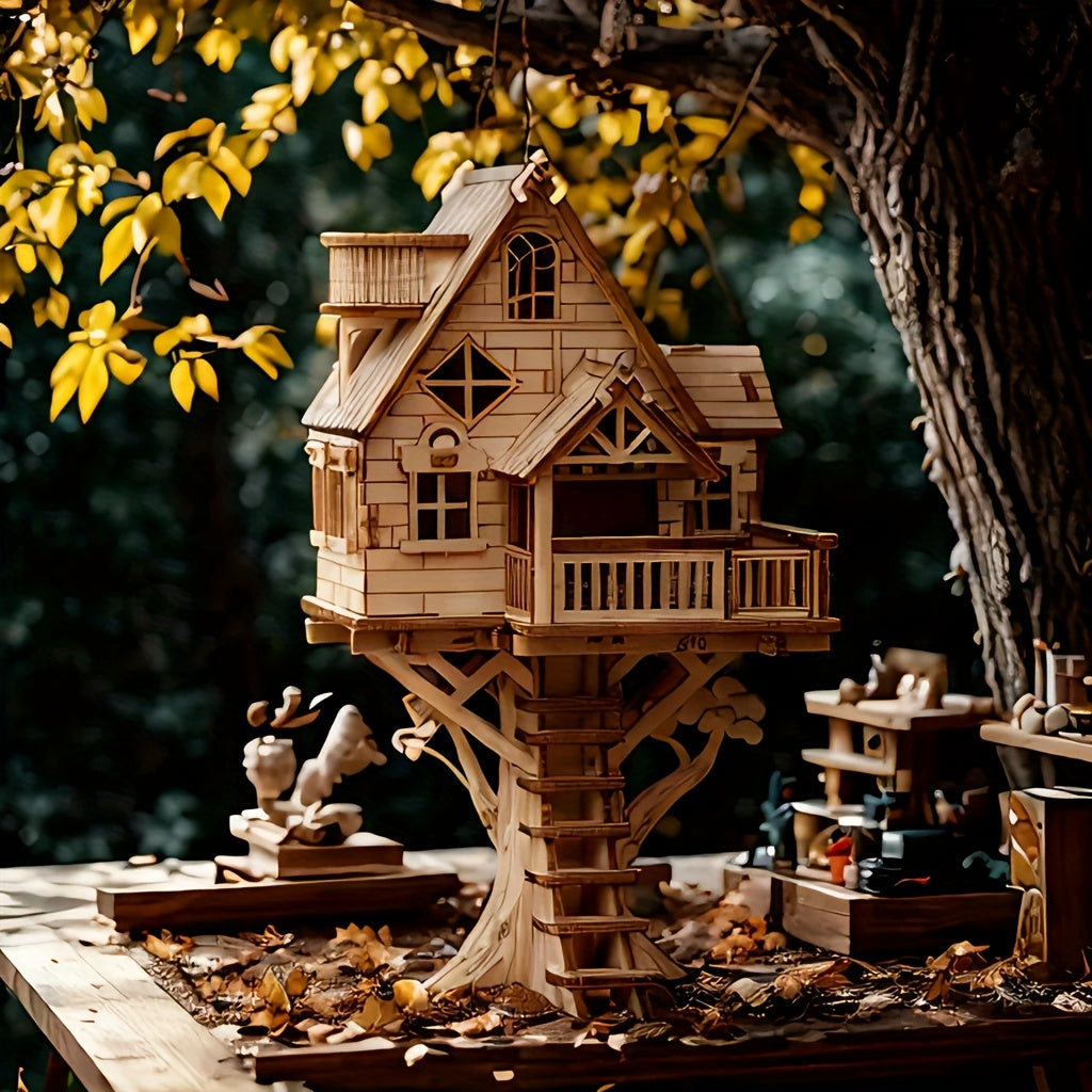 Tnessential D Wooden Treehouse Model Puzzle 3D Decor