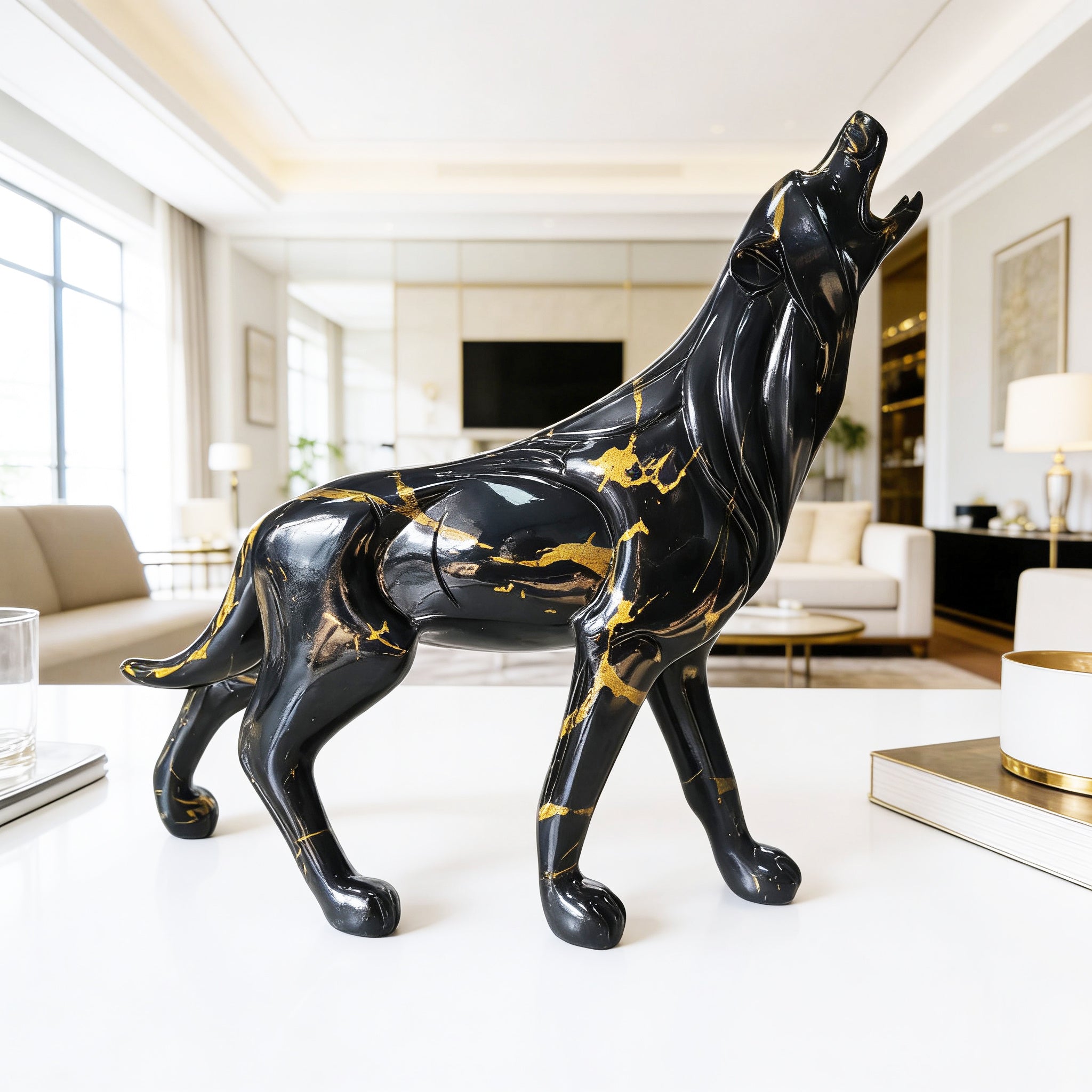 Tnessential Large Size Wolf Statue Ornament 3D Decor