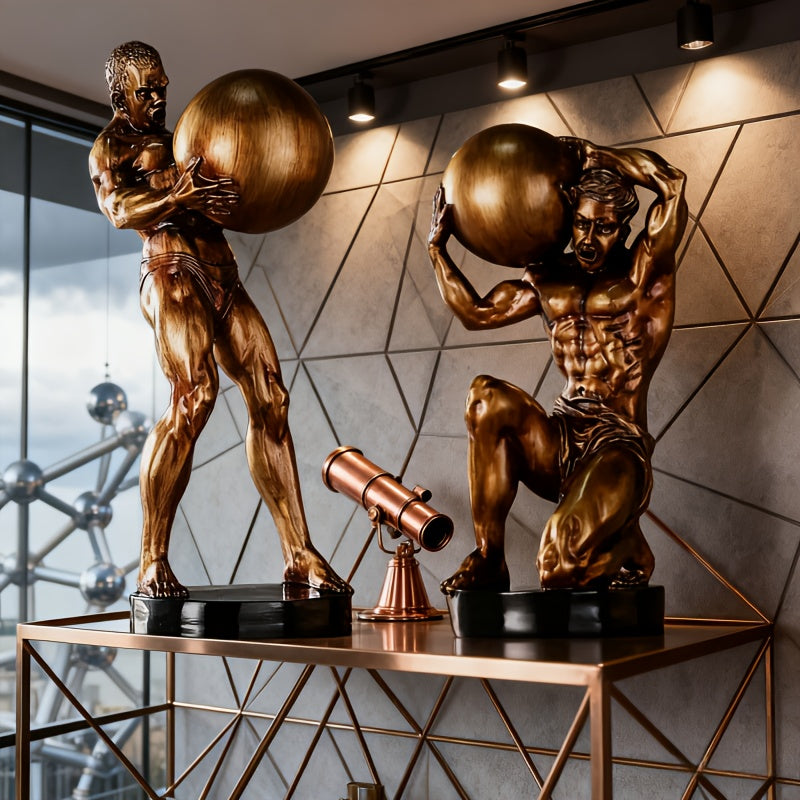 Tnessential Large Exquisite Hand-carved Muscular Hercules Statue 3D Decor
