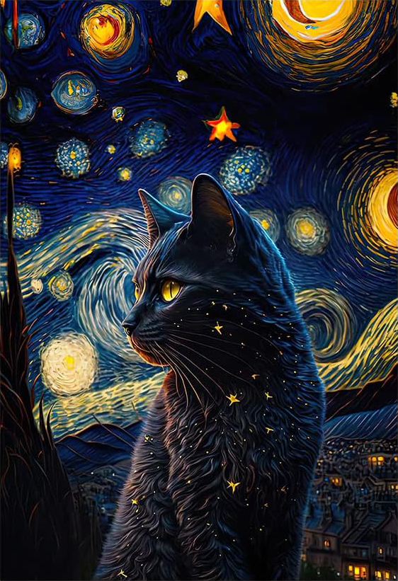 STARRY NIGHTS X CAT CANVAS POSTER