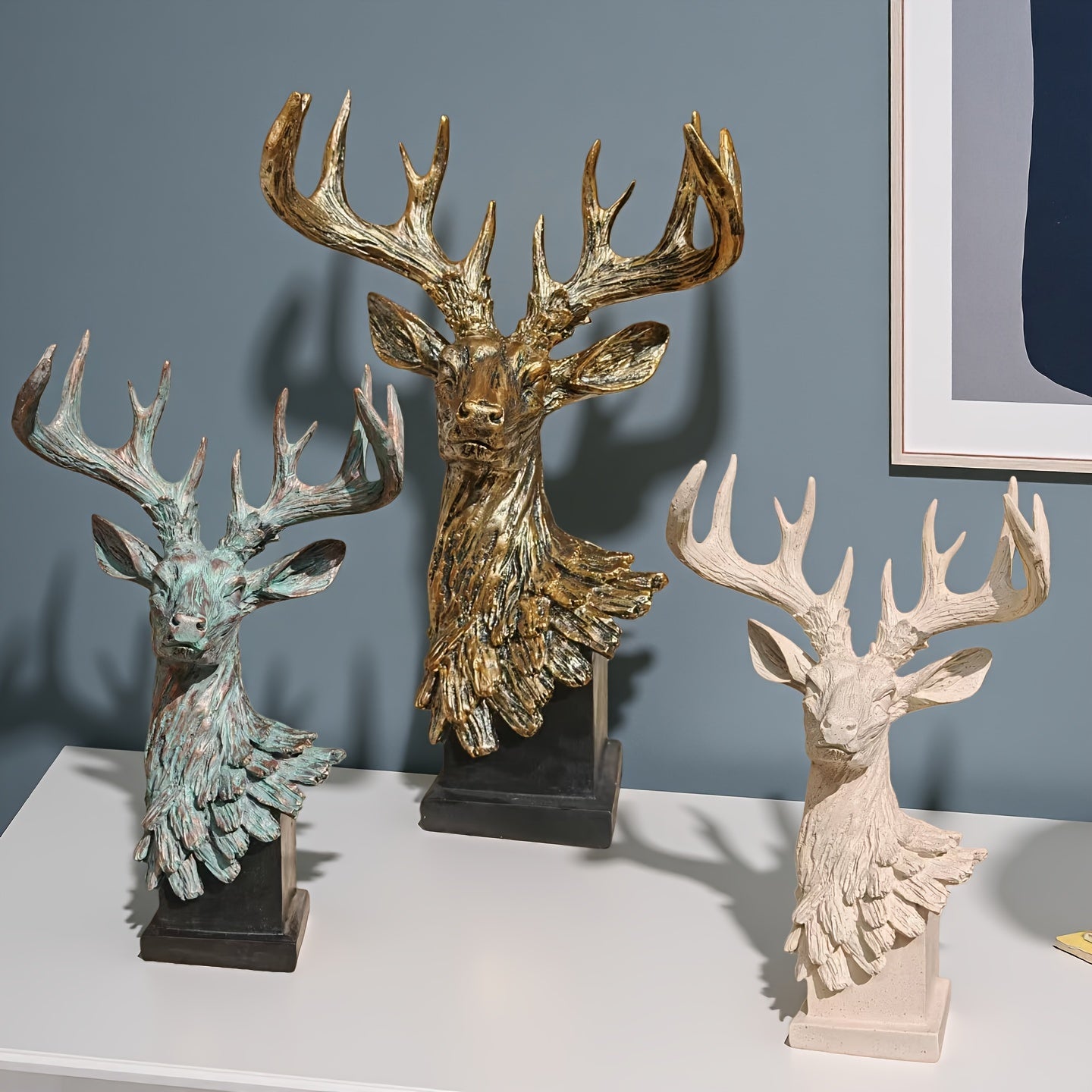Tnessential Resin Deer Head Statue 3D Decor