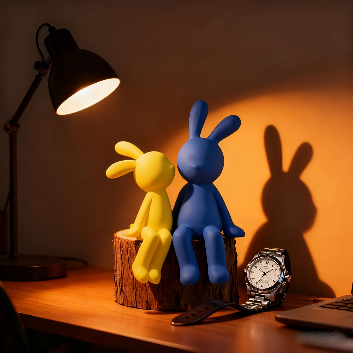 Tnessential Creative Couple Rabbit Figurine 3D Decor