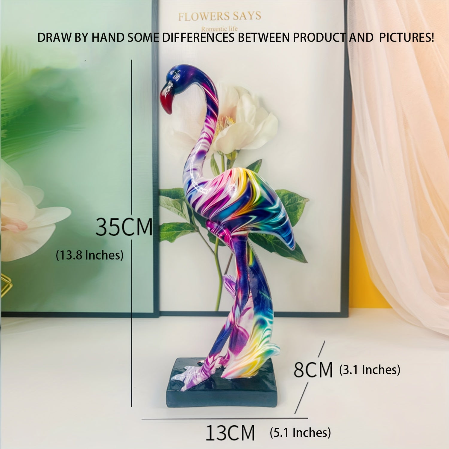 Tnessential Graffiti Flamingo Sculpture Animal Statues Art Figurines 3D Decor