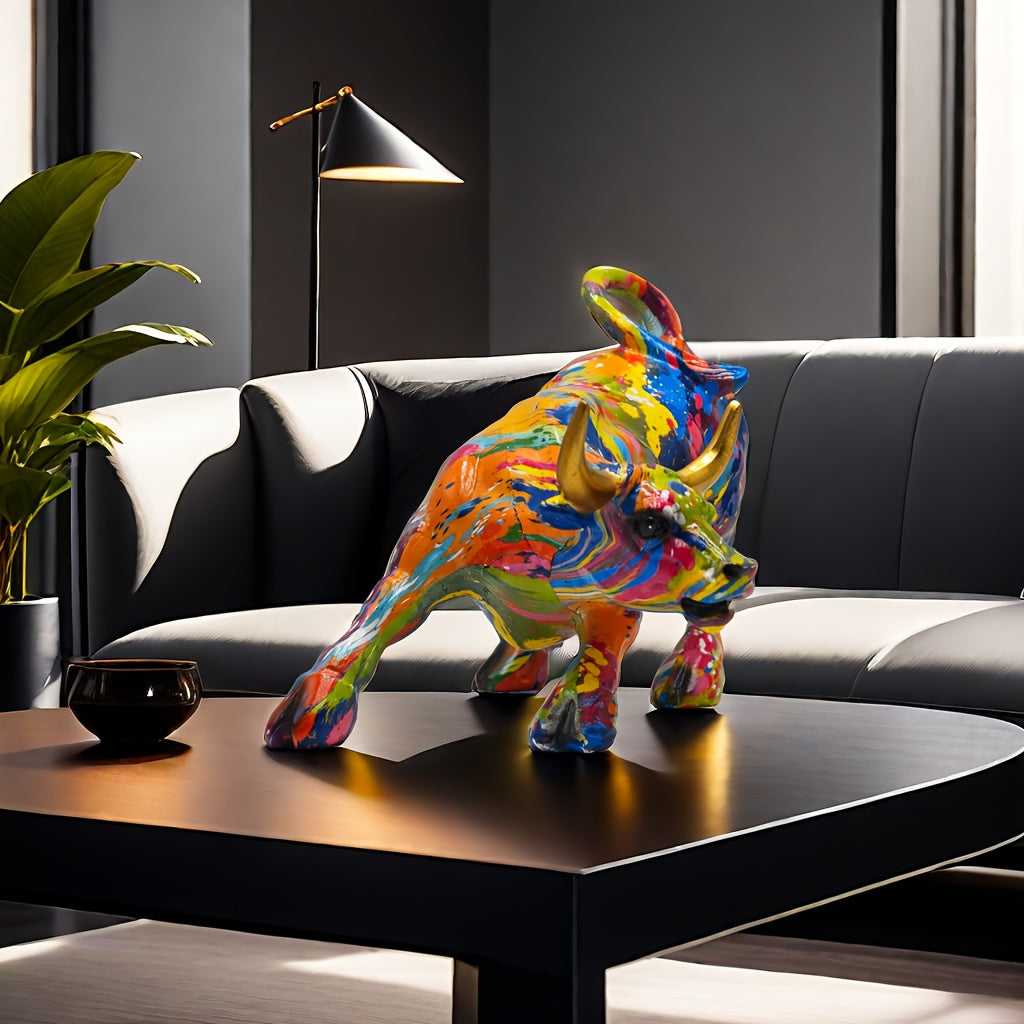 Tnessential Elegant & Powerful Resin Bull Ornament: Ideal Decor & Gift 3D Decor