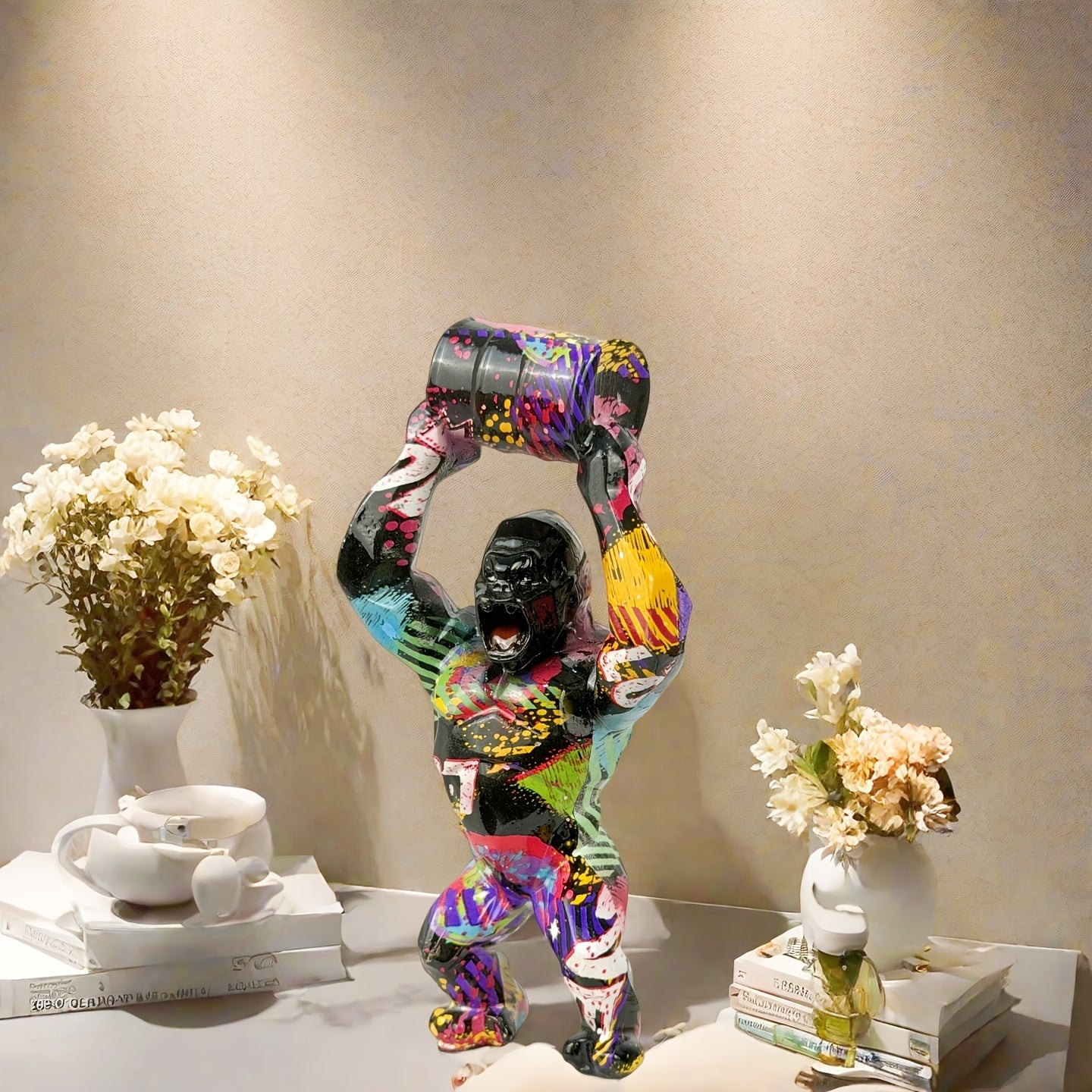 Tnessential Graffiti Number Gorilla Trendy Figurine 3D Decor