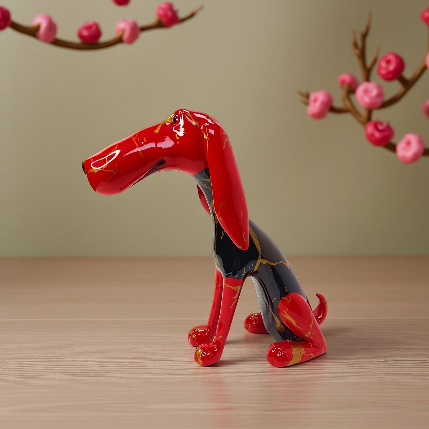 Tnessential Abstract Shaped Large Mouth Sausage Dog Statue Ornament 3D Decor