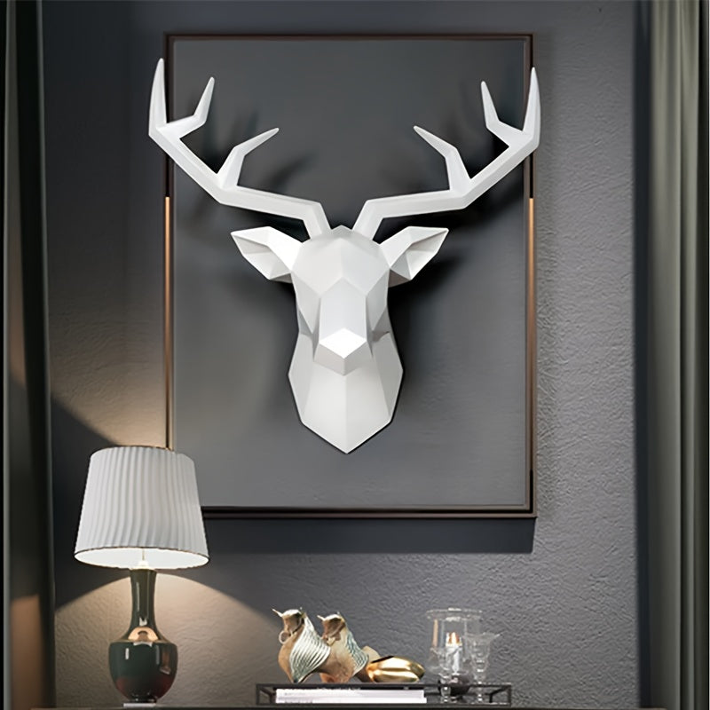 Tnessential Resin Creative Geometric Auspicious Deer Head 3D Decor