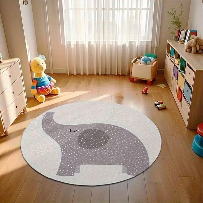 CUTE ELEPHANT ROUND RUG
